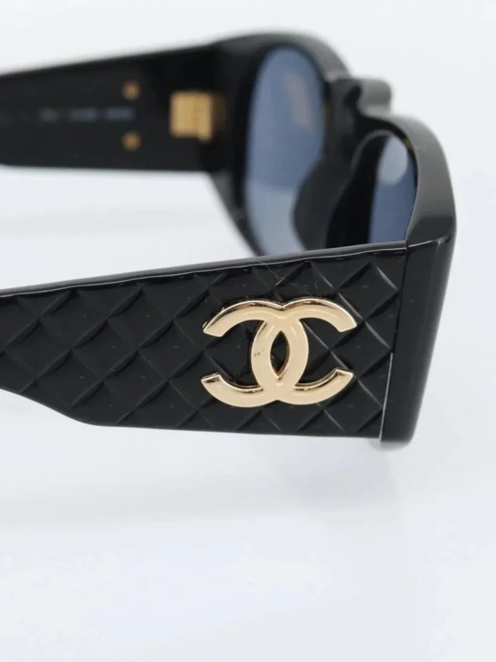 CHANEL Sunglasses plastic Black CC Auth 180944M